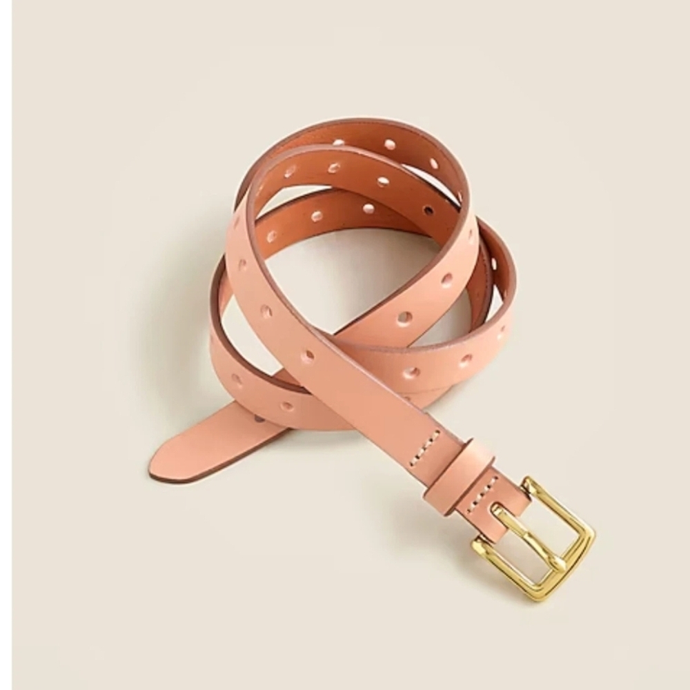 J. Crew Perforated Italian Leather Belt Tan XS/S